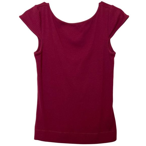 Free People Tops - Intimately Free People Burgundy Ribbed Cap Sleeve Tee Medium